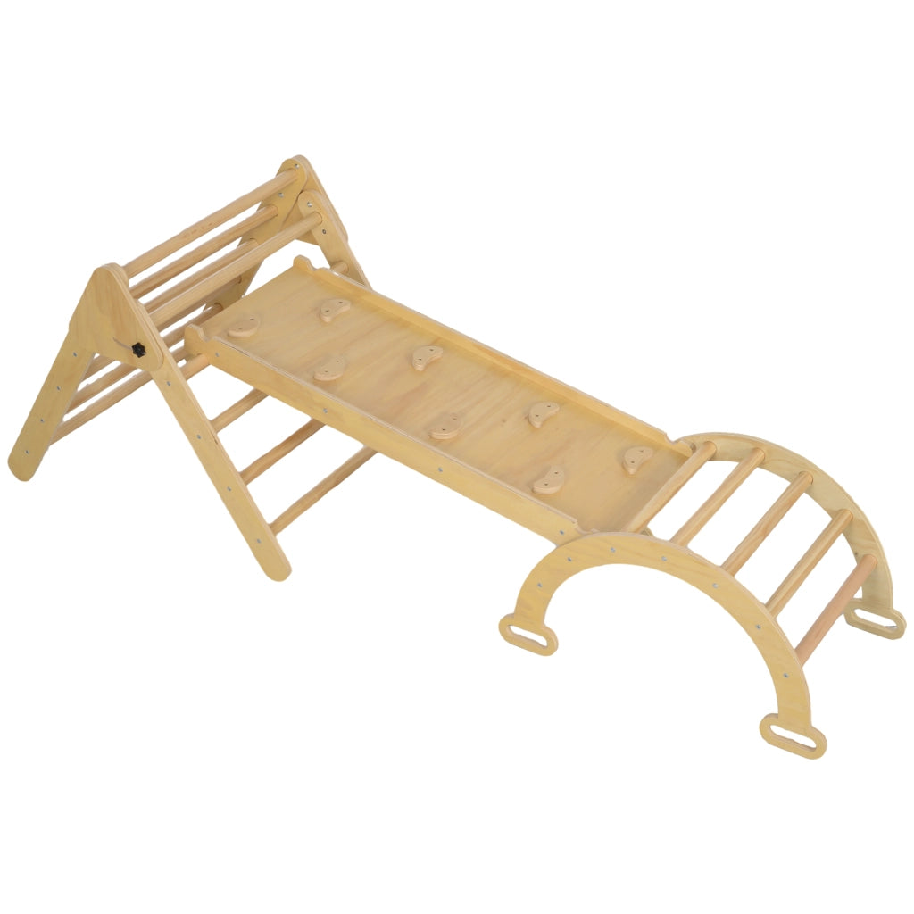 Triangolo Montessori 5 in 1 con Rampa e Arco ¨C Xylo ¨C Legno Naturale 178x64,5x63 cm