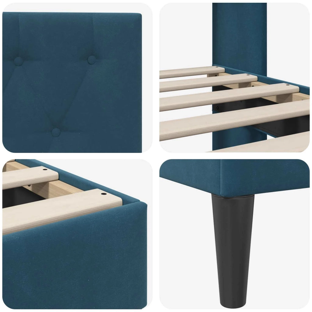 Struttura del letto con testiera-Giroletto Blu 180 x 200 cm Velluto 134132