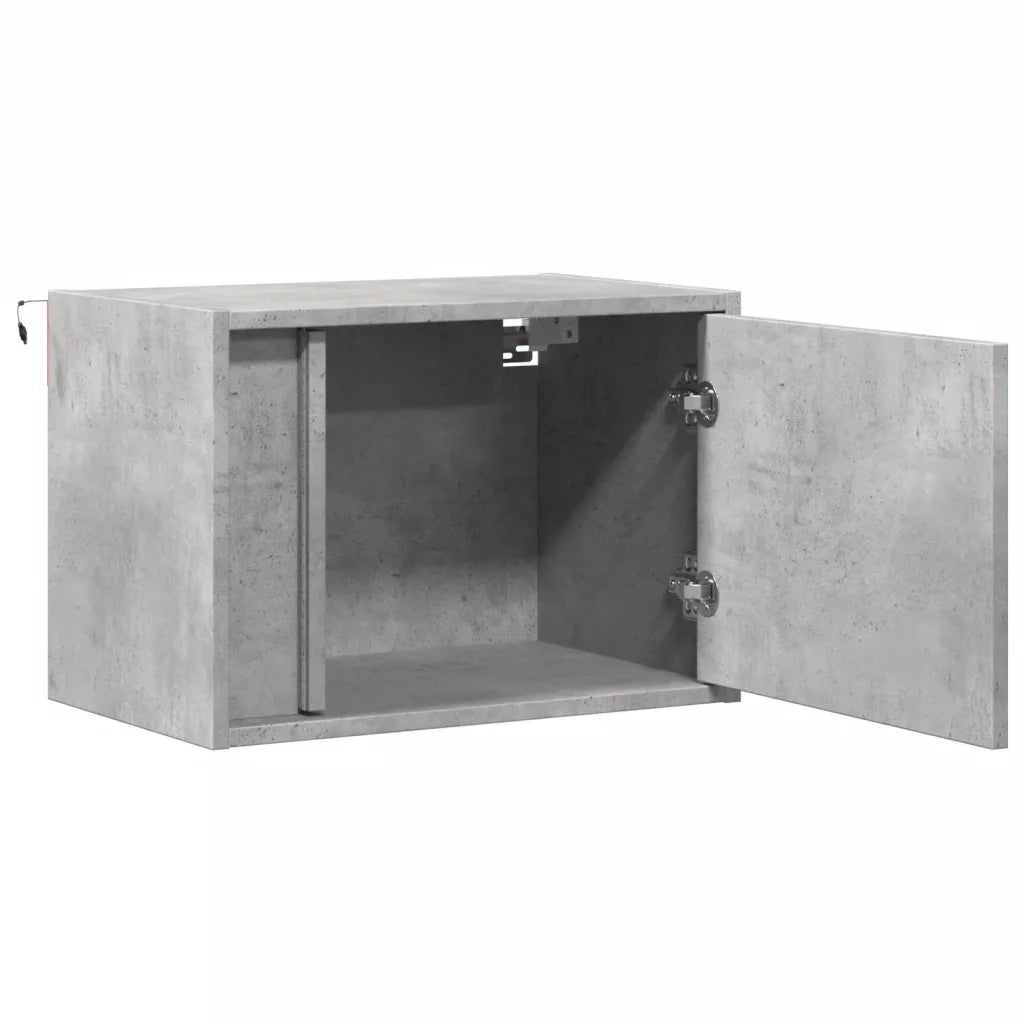 Comodini a Parete con Luci LED 2 pz Grigio Cemento 852096