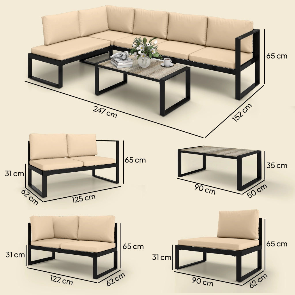 Set giardino polirattan con divano 2 posti e tavolino ¨C Minimal ¨C khaki