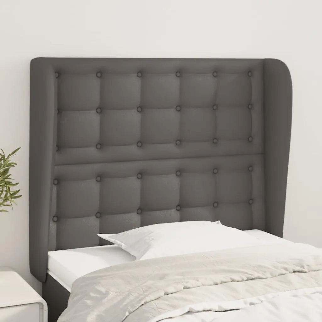 Testiera ad Orecchio-Testata con Orecchie Grigia 83x23x118/128 cm in Similpelle 191593