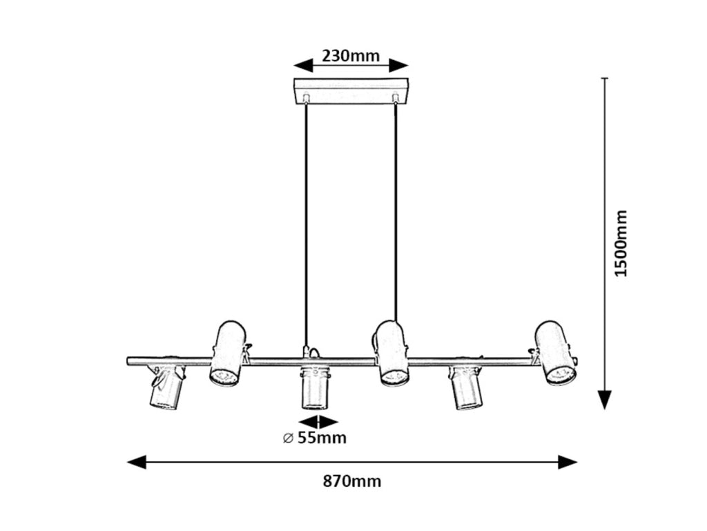 Lampada a sospensione nera 6xGU10 orientabile Rabalux