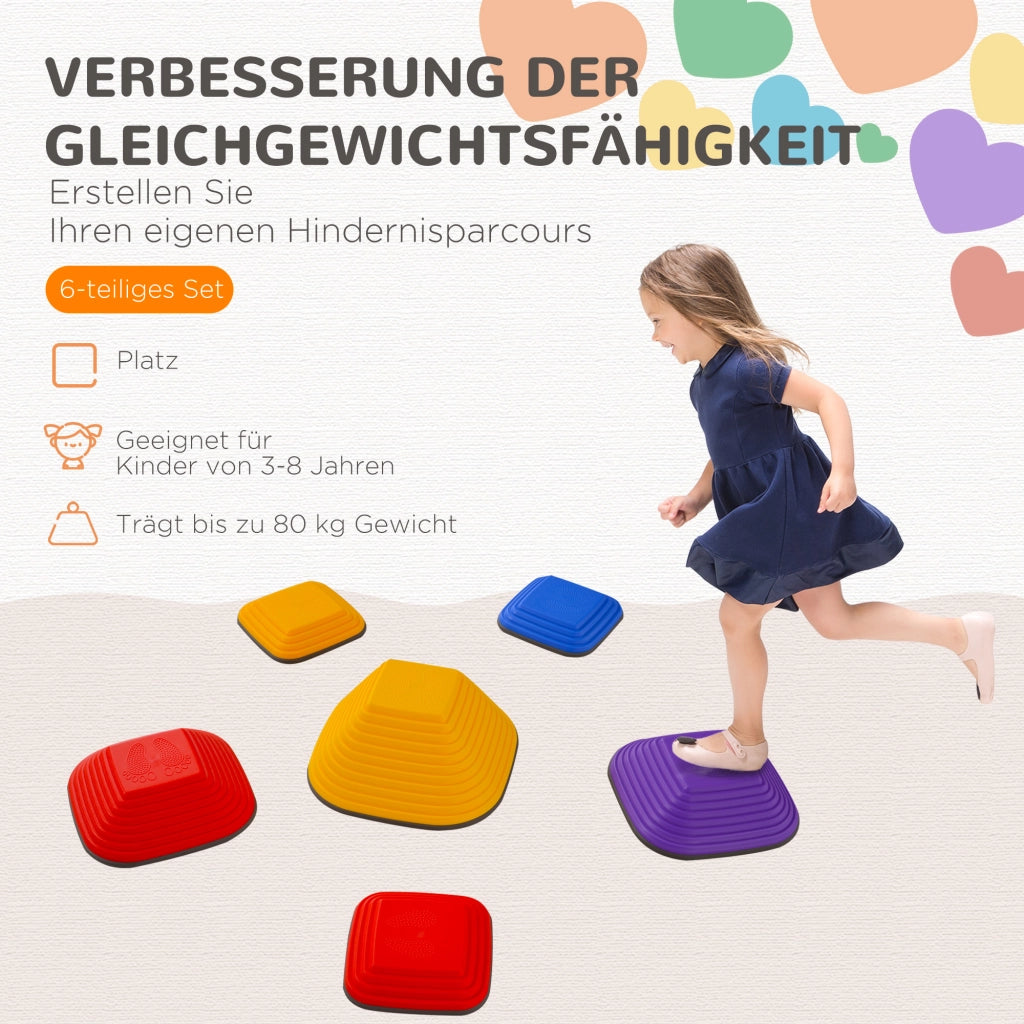 Set 6 Pietre Equilibrio per Bambini ¨C Xylo ¨C Plastica Colorata Antiscivolo