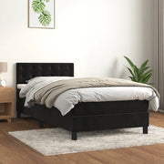 Giroletto a Molle con Materasso-Struttura Letto Nero 80x200 cm in Velluto 102763