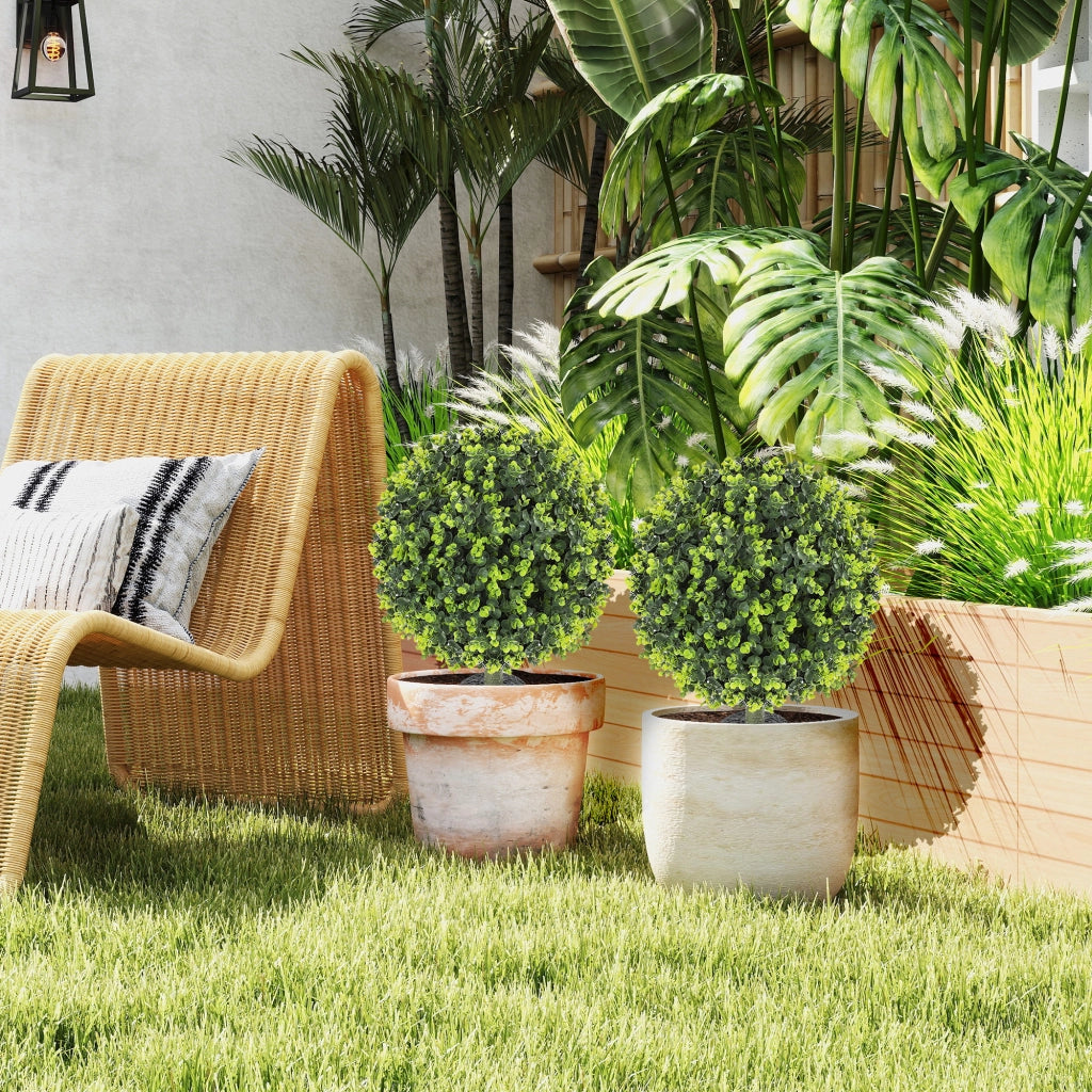Set 2 Piante Artificiali Bosso Sfera ¨C Xylo ¨C Verde UV-resistente Interno Esterno