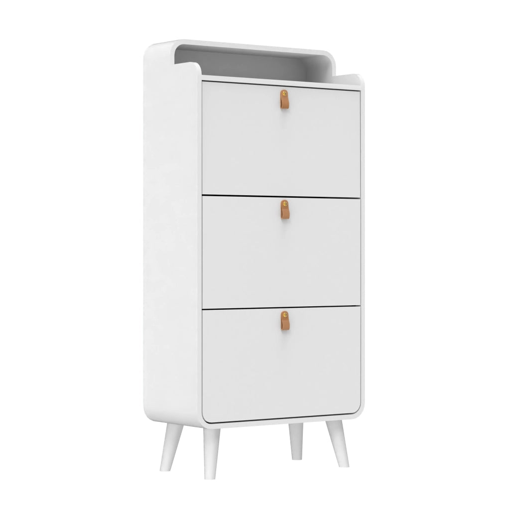 Scarpiera Slim con Ante Ribaltabili e Ripiani ¨C Xylo ¨C Bianco