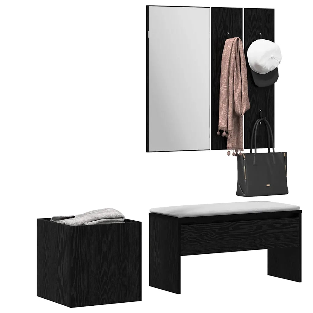 Set mobili da ingresso con specchio 5 pz Legno multistrato