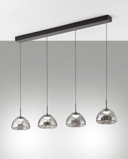 Lampada a Sospensione Lucille Fumé 28W LED CCT 2700K-4000K, Struttura Metallo e Vetro Borosilicato, Dimmerabile a step - 87x6x200cm