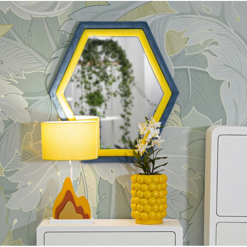 Specchio Da Muro Tony Velluto Blu/giallo cm 75x4x80