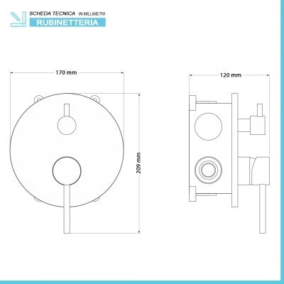 Set doccia da incasso con soffione 20 cm e kit doccia completo Nuego