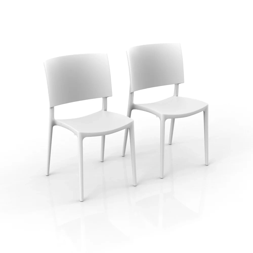 Set 2 sedie in polipropilene 100% Made in Italy SHARP, impilabile, resistente ai raggi UV, design moderno, ideale per sala da pranzo, cucina, sala d’attesa, bar, ristoranti o da esterno colore Bianco