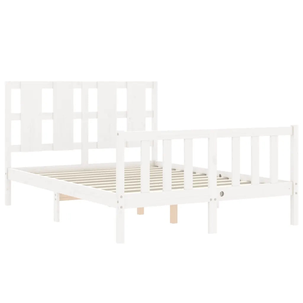 Letto senza Materasso-Struttura Letto Bianco 140x190 cm Legno Massello di Pino 580738