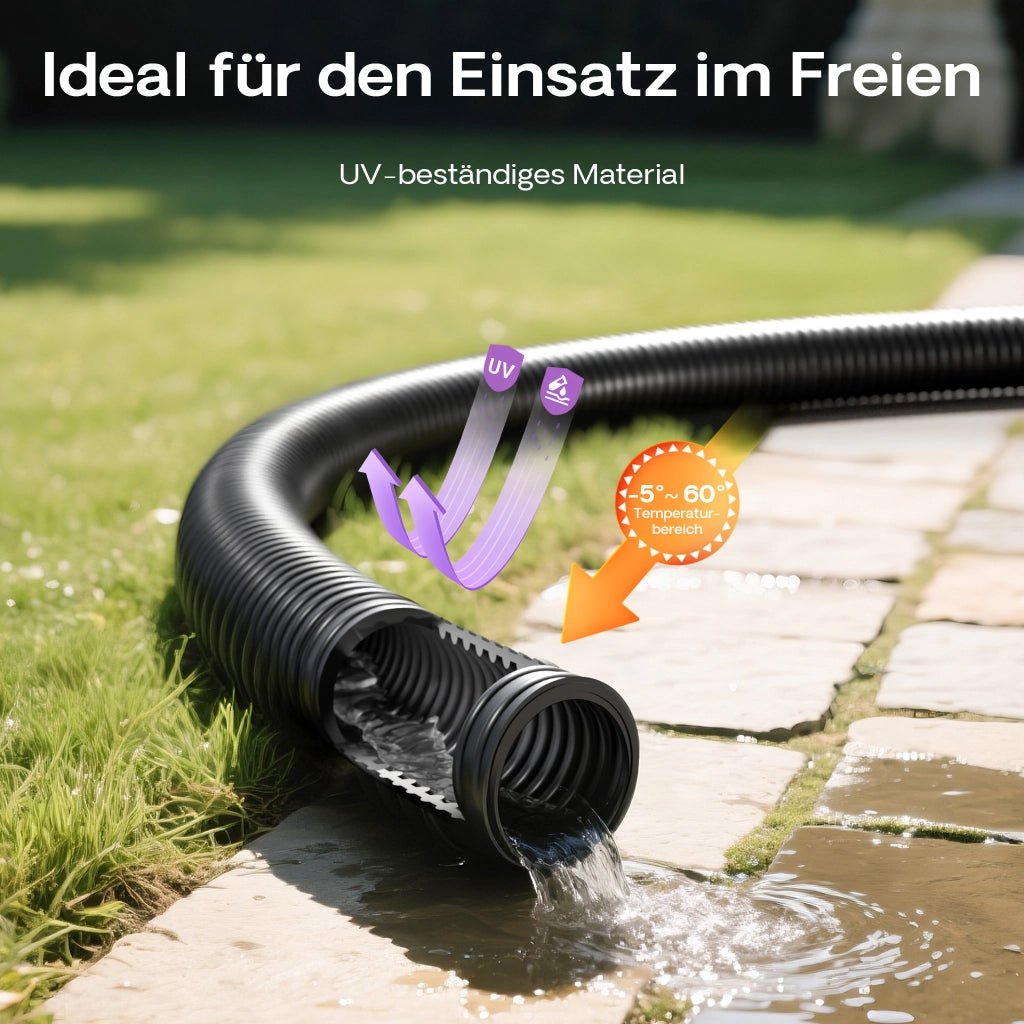 Tubo spiralato per pompe nero 25 m Ø 50 mm (2″) con spirale rinforzata in PVC anti-attorcigliamento