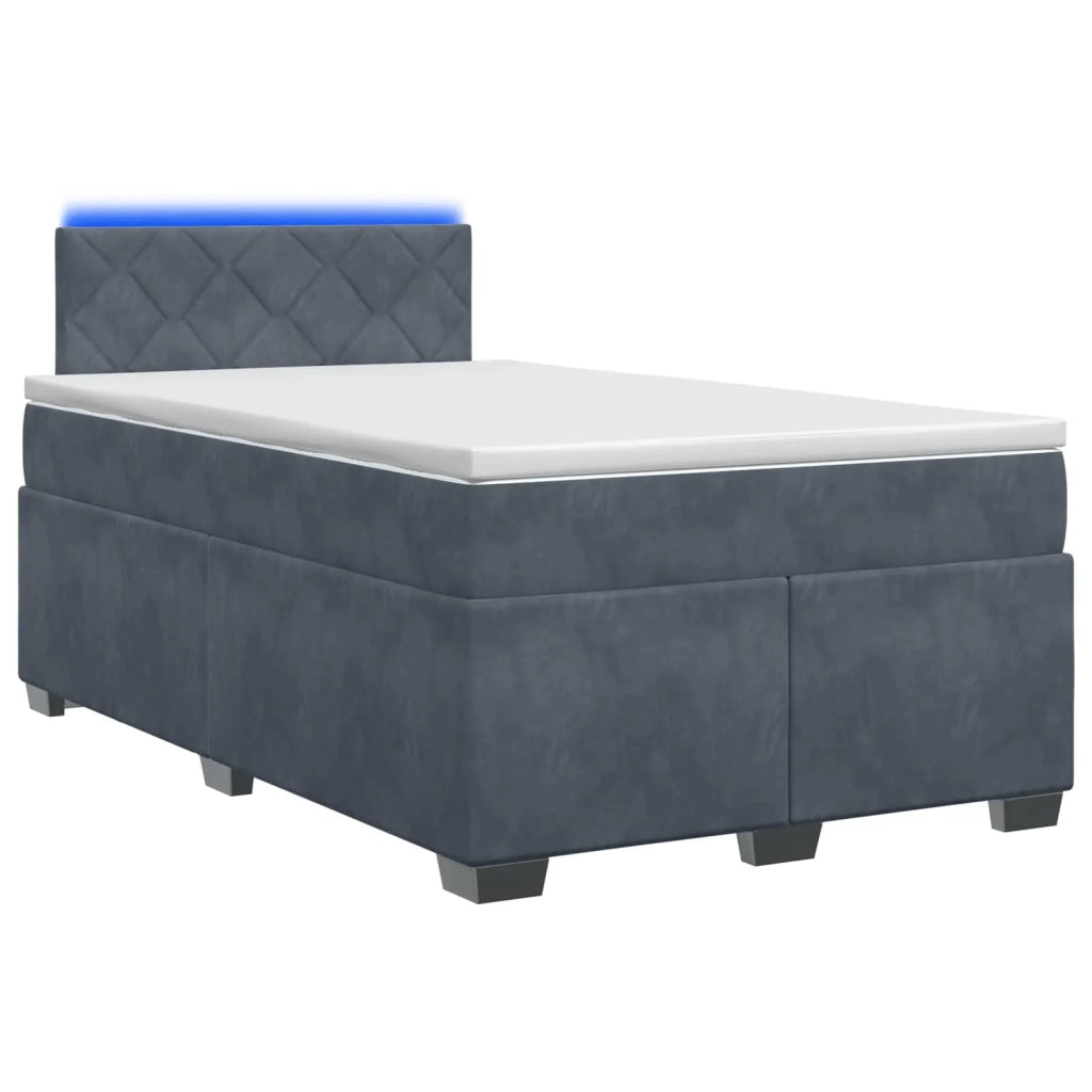 Letto con Box Spring, Materasso e LED Grigio Scuro 120 x 200 cm 3452163