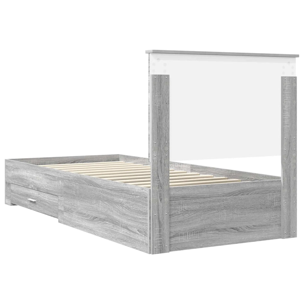 Letto singolo | Letto per adulti | Struttura del letto Grigio Sonoma 90 x 190 cm Legno multistrato