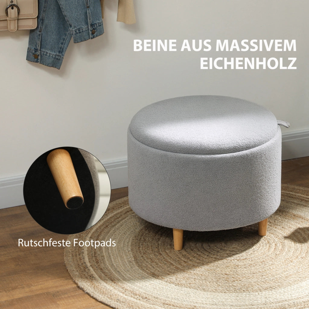 Pouf imbottito ¨C Minimal ¨C Grigio, Tessuto, 56x56x42 cm