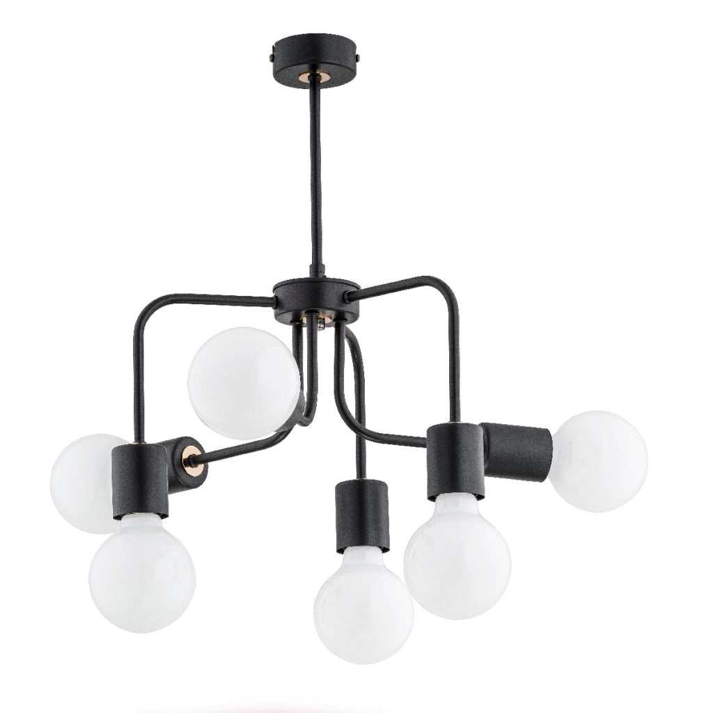Plafoniera lineare moderna nera sfere bianche 6xE27 Alfa FLEXY