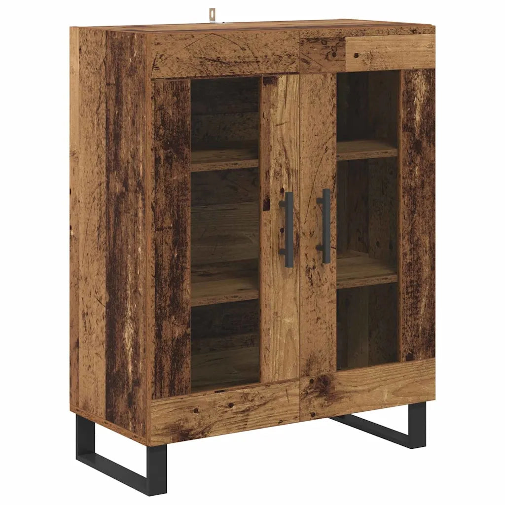 Credenza 2 pcs Legno vecchio Legno Stratificato e Vetro 3403195