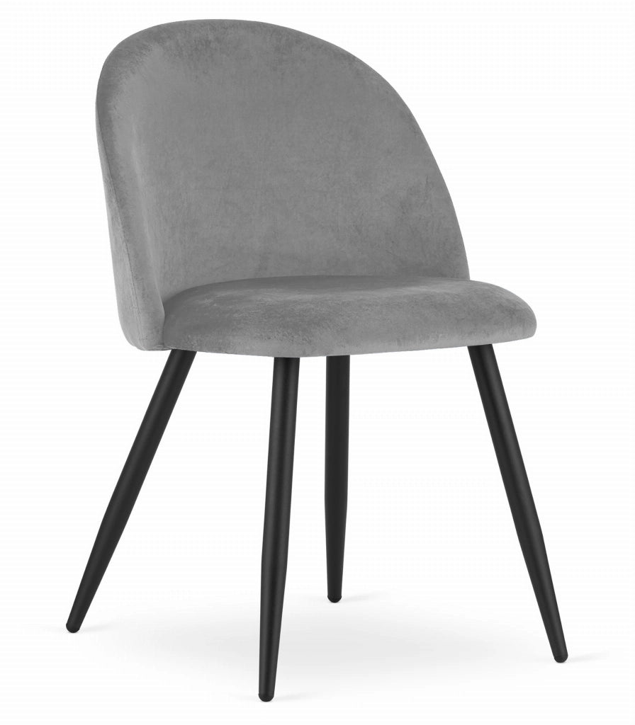 Sedia Valora Bello in velluto grigio chiaro con gambe nere