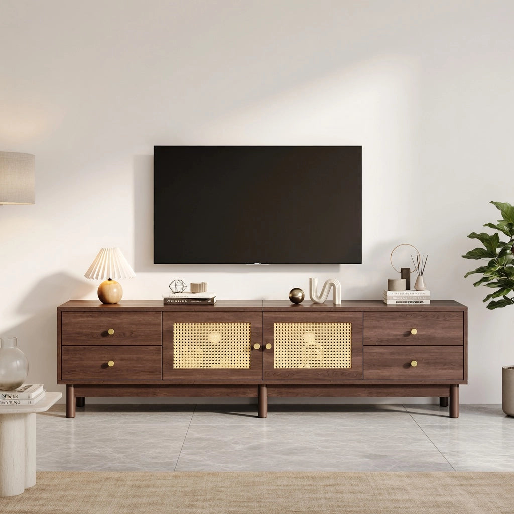 Cassettiera TV marrone in truciolato lunga 180 cm