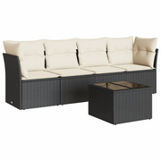 Set Divani da Giardino 5 pz | Set Salotto da Giardino con Cuscini in Polyrattan Nero