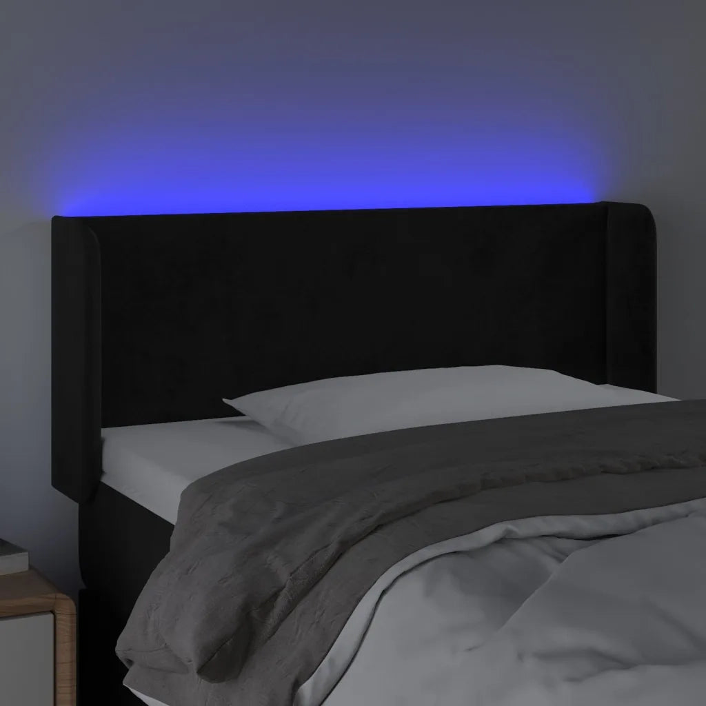 Testiera a LED Nera 103x16x78/88 cm in Velluto 3123000