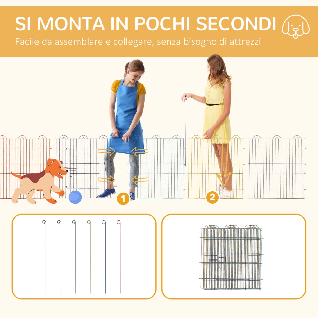 Cancellino per Cani 6 Pannelli ¨C Minimal ¨C Multicolore 120x60 cm
