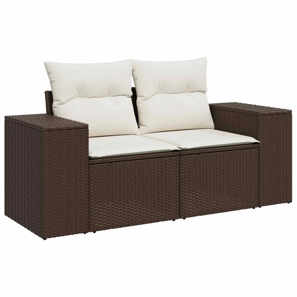 Set di divani 6 pz Marrone e Bianco Crema 3447564