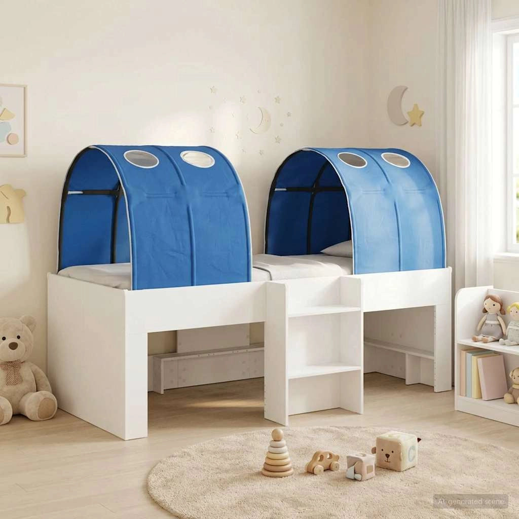 Letto con Tunnel 3 pz Bianco e Blu Legno ingegnerizzato 3423559