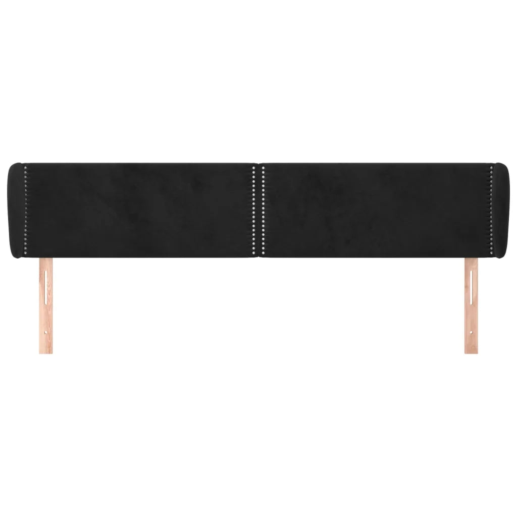 Testiera | Testata ad Orecchio Nera 203x23x78/88 cm in Velluto