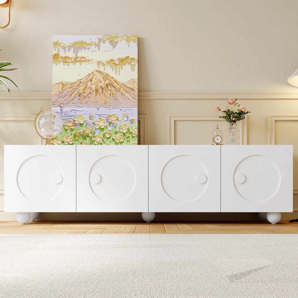 Cassettiera per TV bianca in MDF e truciolare; lunghezza 180;5 cm