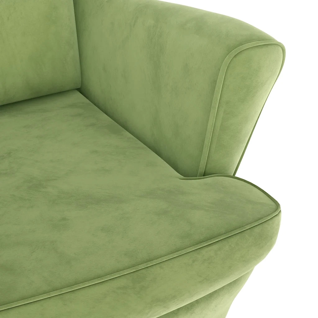 Poltrona | Sedia Relax Schienale ad Ala con Poggiapiedi Verde Chiaro Velluto