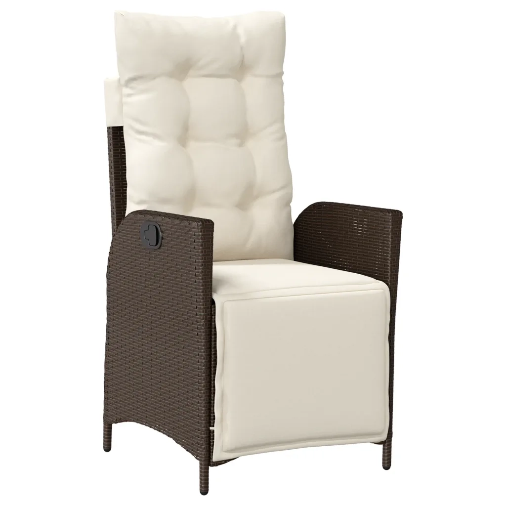 Set da Pranzo da Giardino 5pz con Cuscini in Polyrattan Marrone 3213407