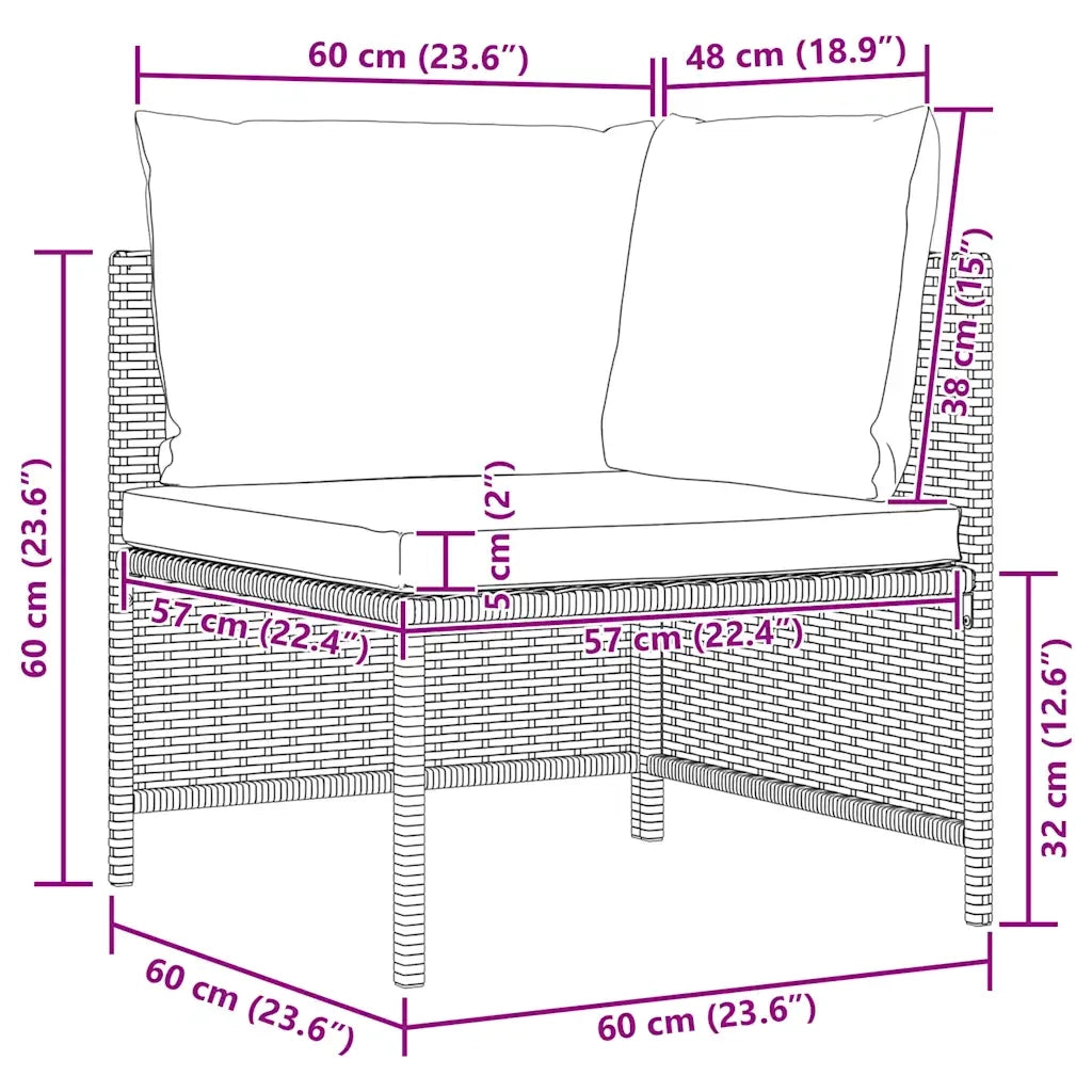 Set Divani da Giardino 4 pz con Cuscini in Polyrattan Nero 313516