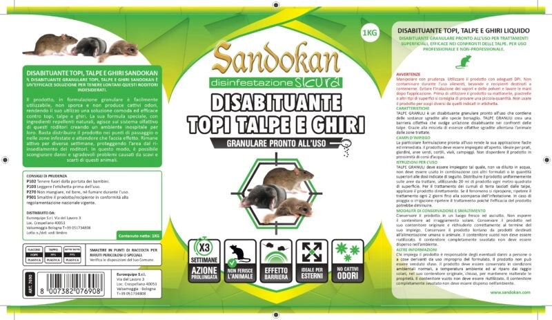 Disabituante topi e talpe granulare