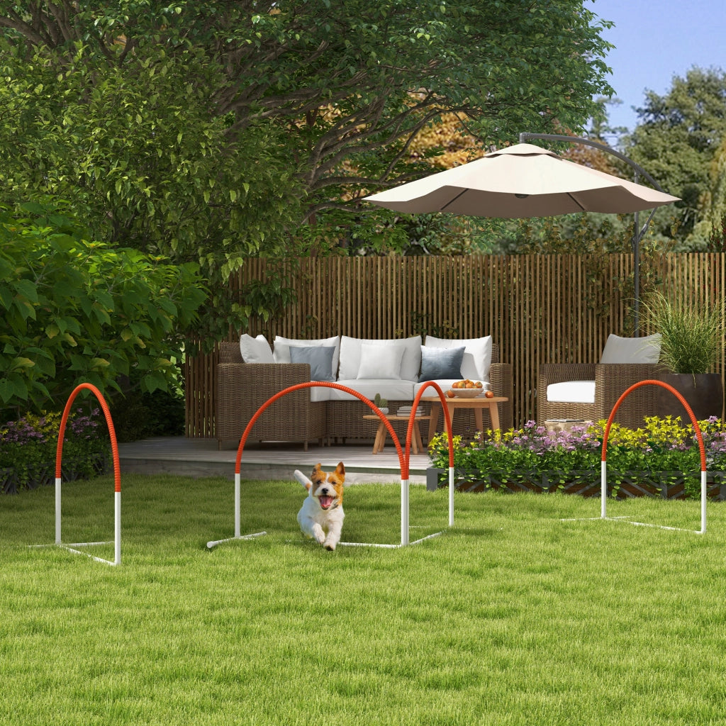 Set per cani Agility 4 pezzi ¨C zephmum ¨C bianco+arancione 89x69x99 cm