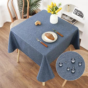 Tavolo Coperto in Lino, 140x140cm, Blu, con Effetto Lotus, Impermeabile, Resistente alle Macchie, Ideale per Soggiorno, Cucina, Terrazza, Giardino