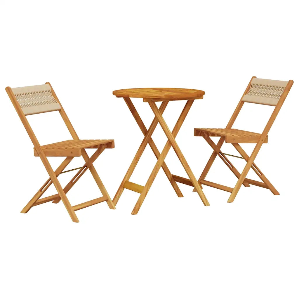 Set da Bistrot 3pz Beige in Polipropilene e Legno Massello