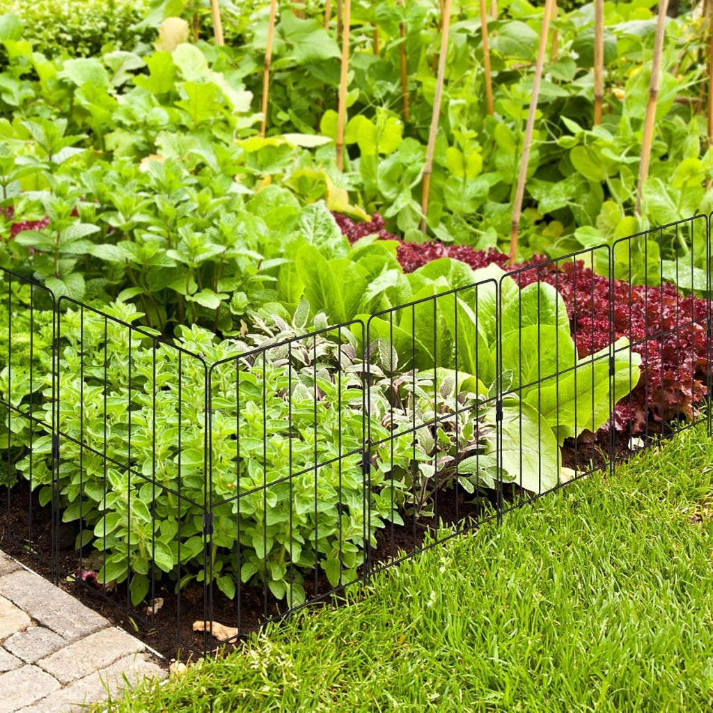 Recinzione da Giardino in Metallo 15/25 Pezzi, 60 cm di Altezza, Set Recinzione per Cani ed Aiuole, Recinto Decorativo Resistente ed Antiruggine, 33 x 60 cm (25 Pezzi)