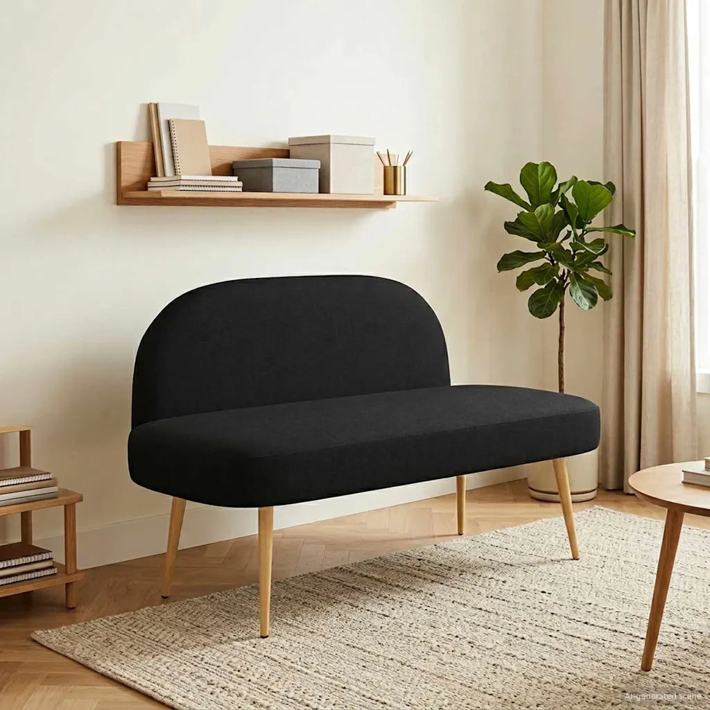 Panchina imbottita con schienale Nero 110 x 60 x 76 cm CFW4827065