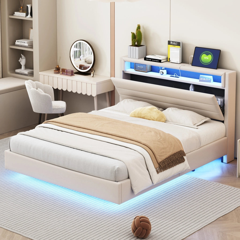 letto imbottito lino beige 140 x 200 cm