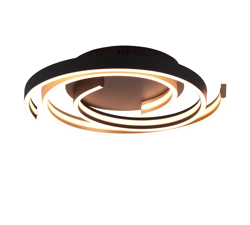Plafoniera LED spirale, metallo, ottone e nero, D 50 cm, Caya