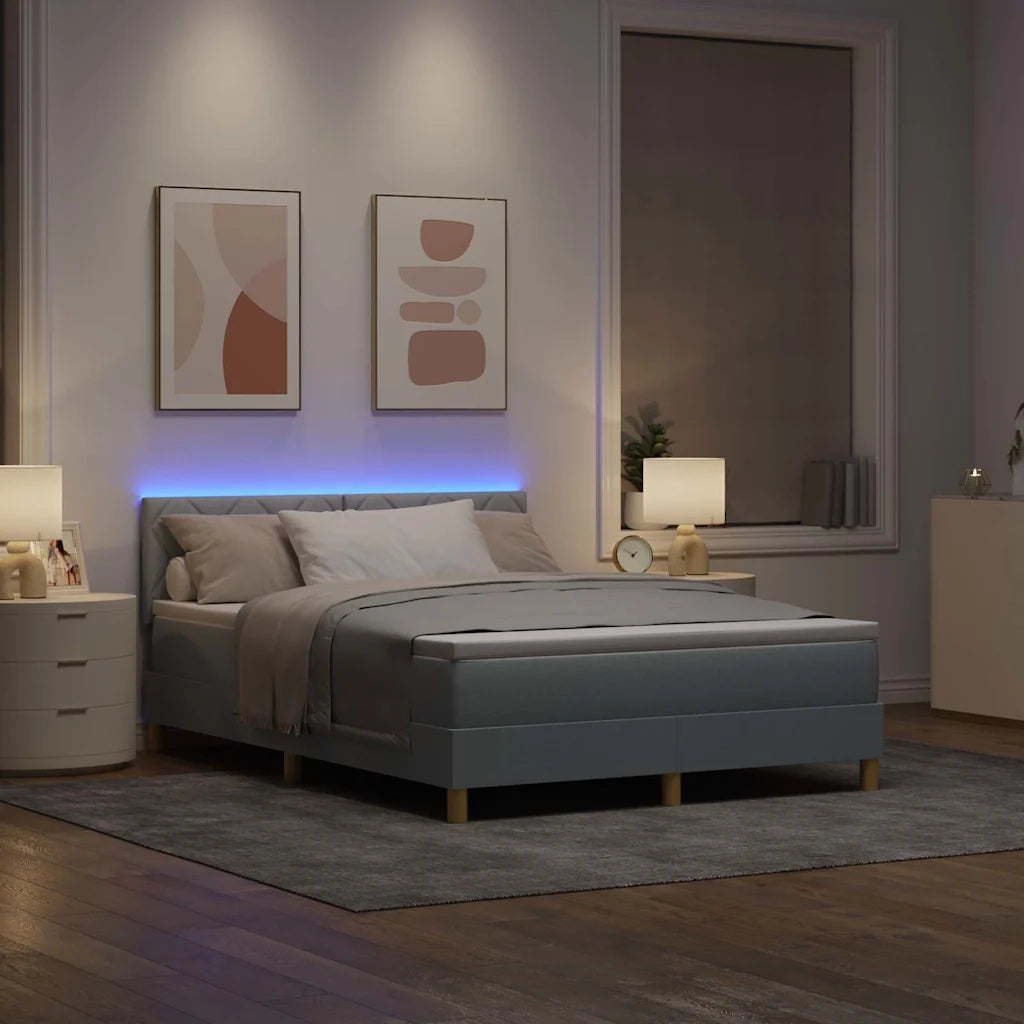 Letto a Sorgente LED con led Grigio chiaro 140 x 190 cm Tessuto 3342513