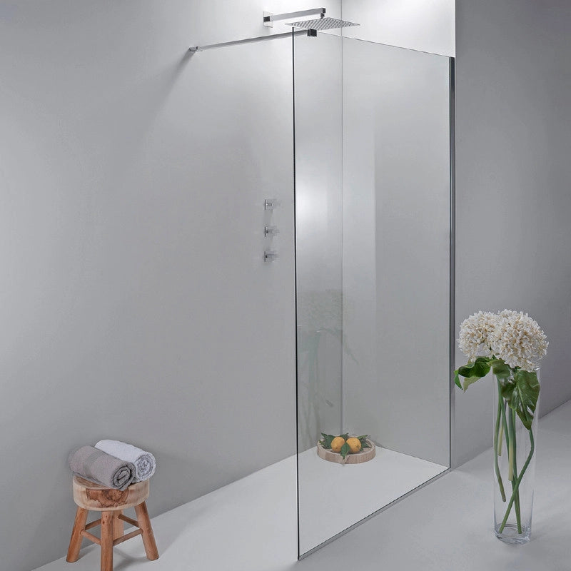 Box Doccia Walk In  130 Cm in Cristallo Trasparente con Anticalcare