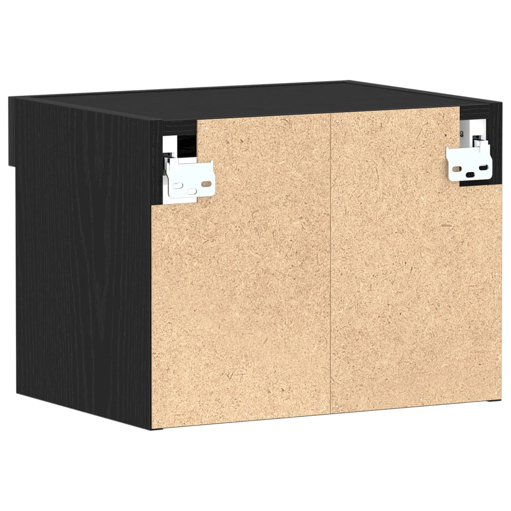 Armadi a muro  con luci LED 2 pezzi Rovere Nero 40x30x30 cm