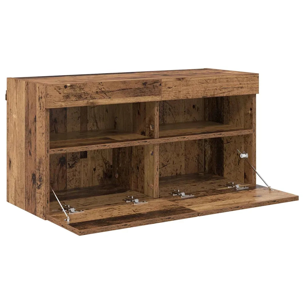 Mobile TV da parete con LED Legno vecchio 80 x 30 x 40 cm 882977