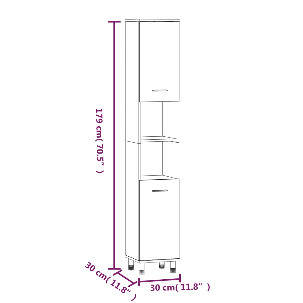 Pratico mobiletto da bagno di design 30 x 30 x 179 cm realizzato in legno composito grigio 02_0048522