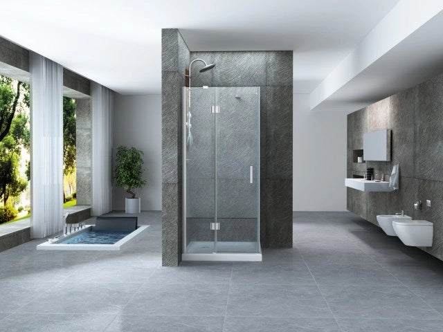 Box doccia con porta battente e lato fisso in cristallo 8mm trasparente PURA DUO 100 cm,90 cm,Flacone anticalcare escluso
