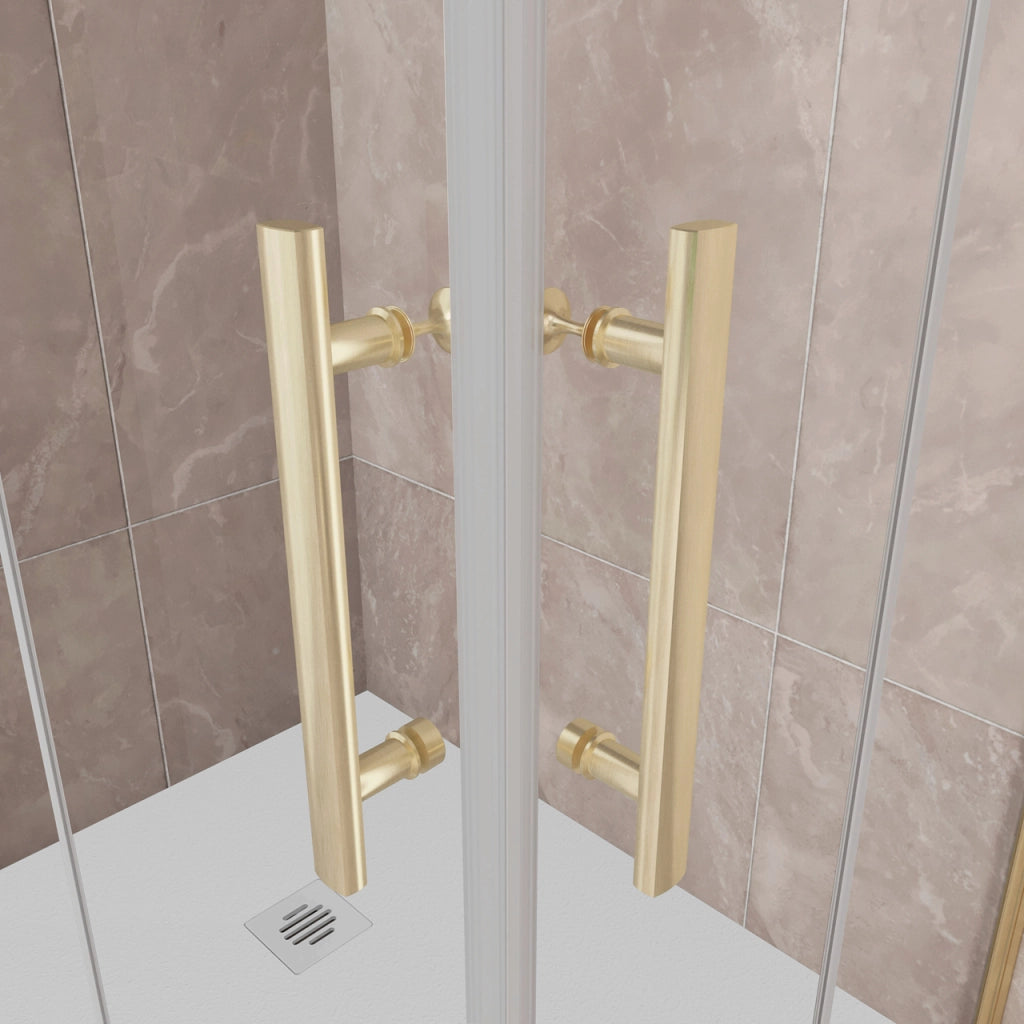 185 cm Box Doccia Angolare 110x120 cm Doppia Porta Battente Pieghevole Vetro Temperato Trasparente 6 mm Anticalcare Telaio Dorato Spazzolato