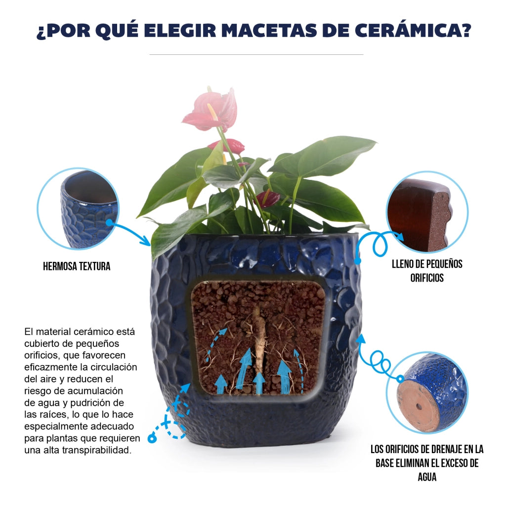 VASO PORTAFIORI Ø30 cm in ceramica blu navy